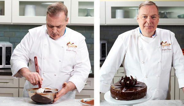 Chef Jacques Torres demonstrating cake